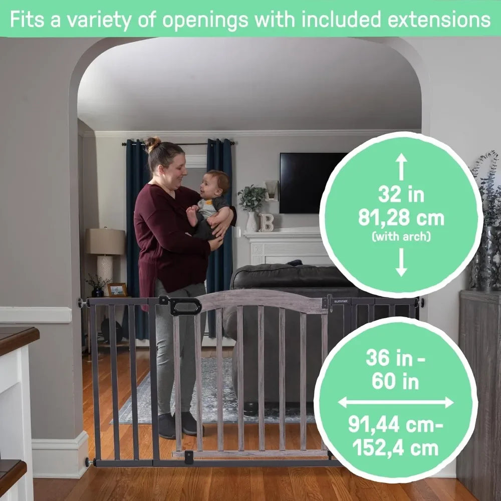 Decorative Wood & Metal Pressure Mounted Pet Safety Gate