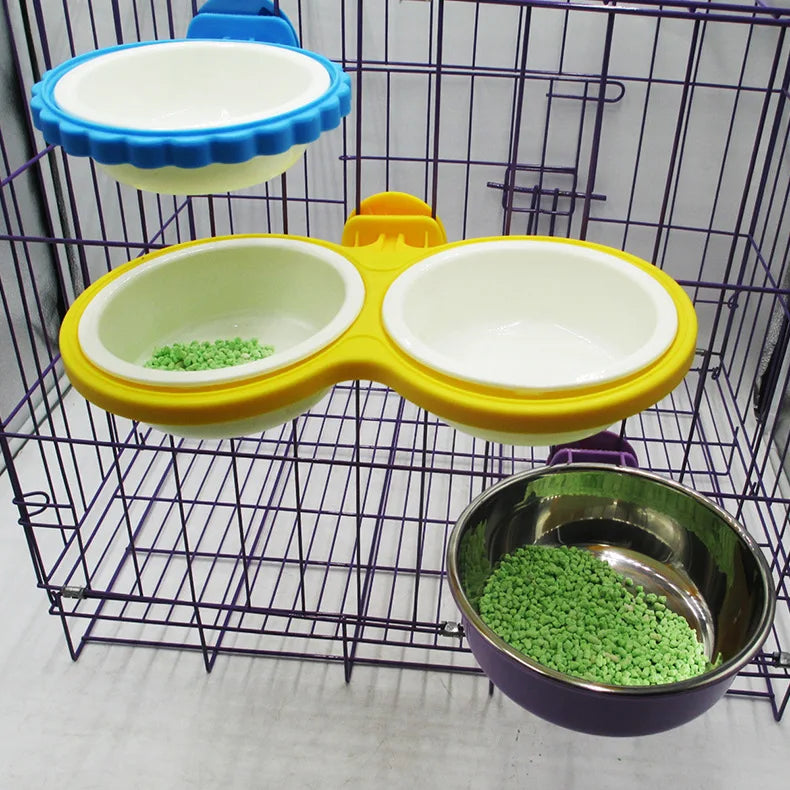 Single/Double Fixed Cage Pet Hanging Bowls