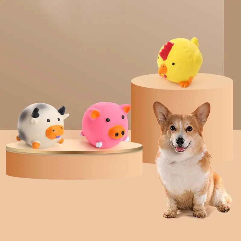 Squeaky Farm Animal Dog Chew Toys