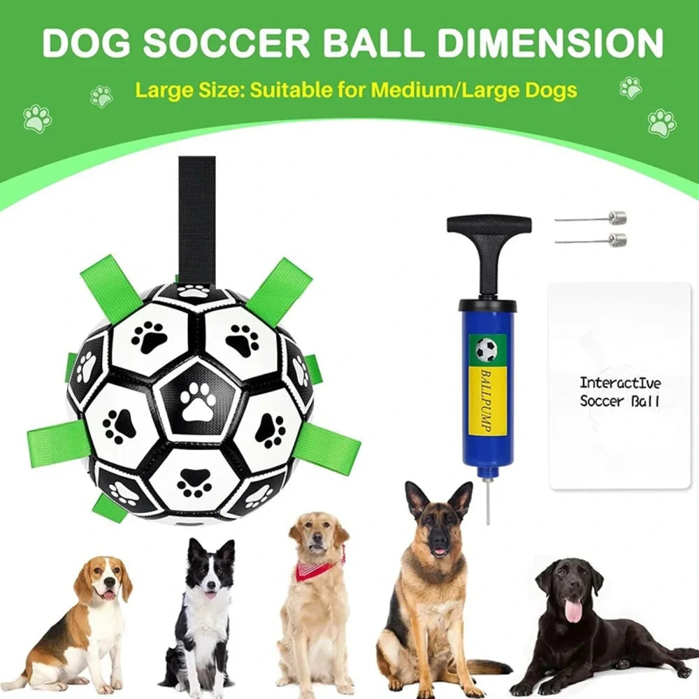 Durable Soccer Ball Dog Toy w/Straps