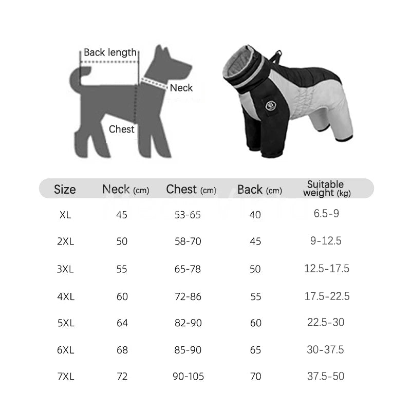 Thick Warm Turtleneck 4‑Legged Dog Snowsuit