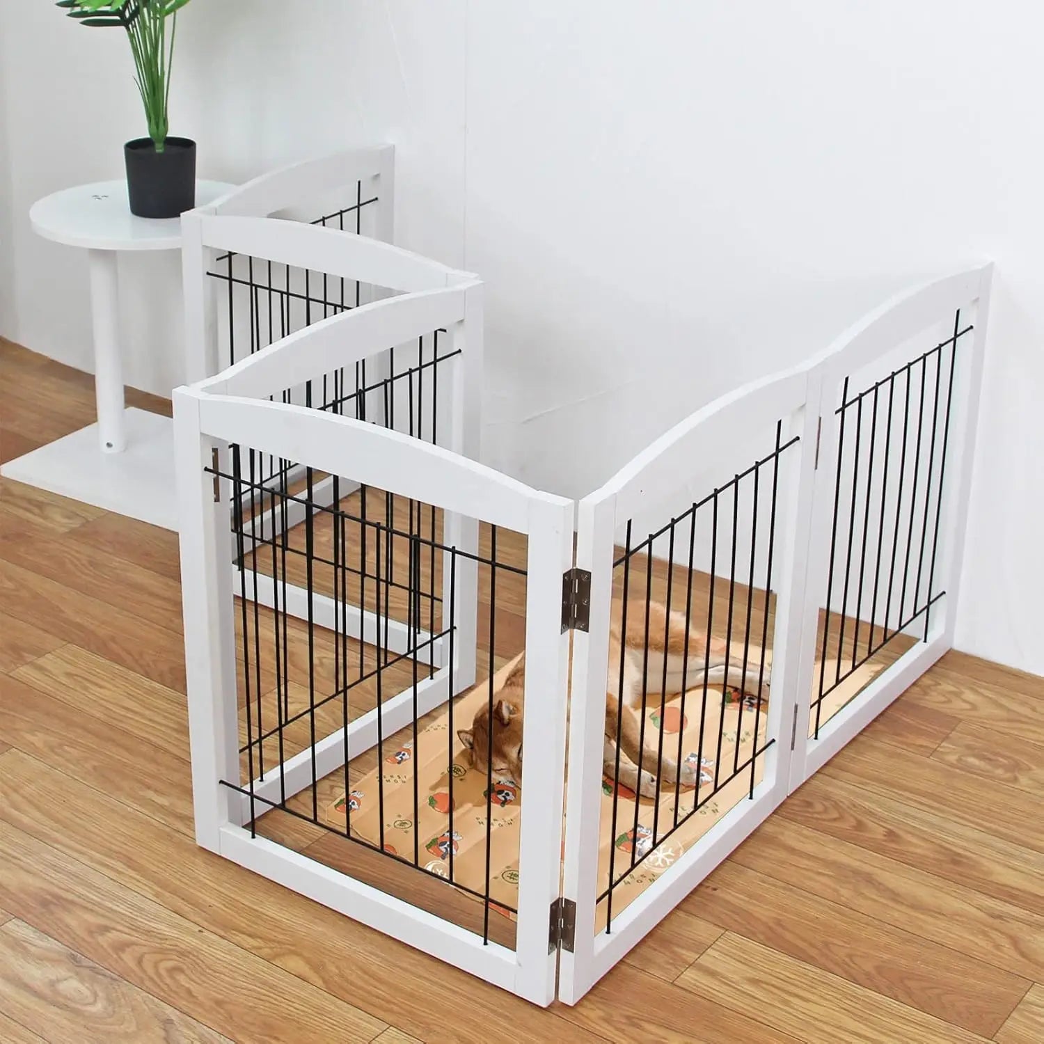 Extra Wide White Wooden Indoor Dog Gate