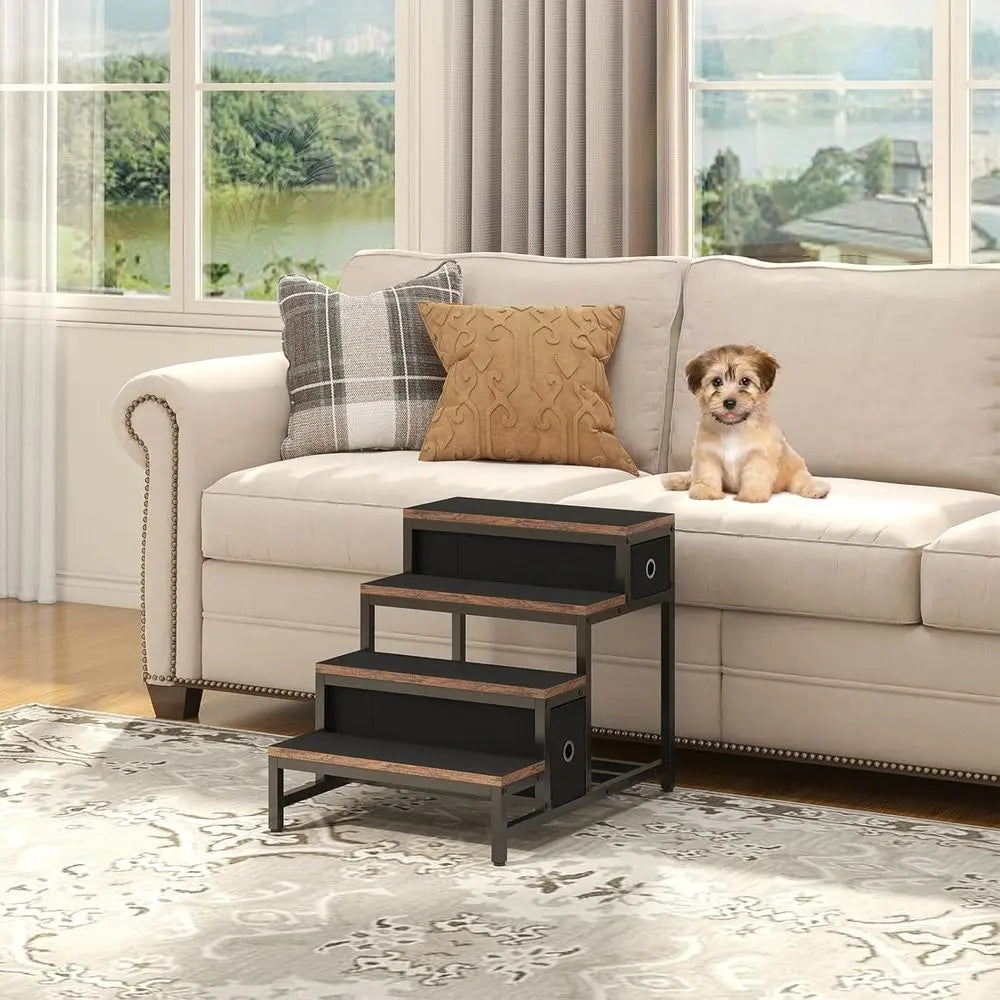 Dual-Level Pet Bunk Bed w/Detachable Stairs