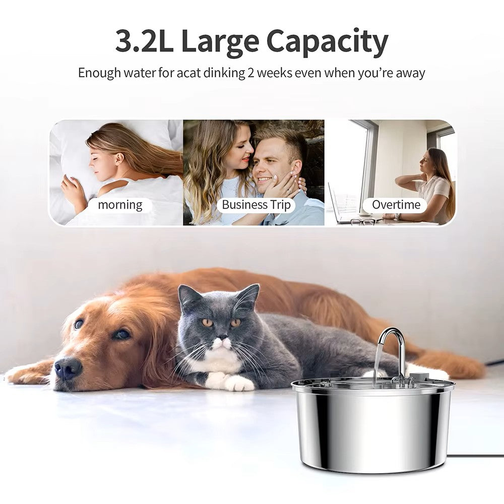 Ultra-Quiet Stainless Steel Pet Water Fountain