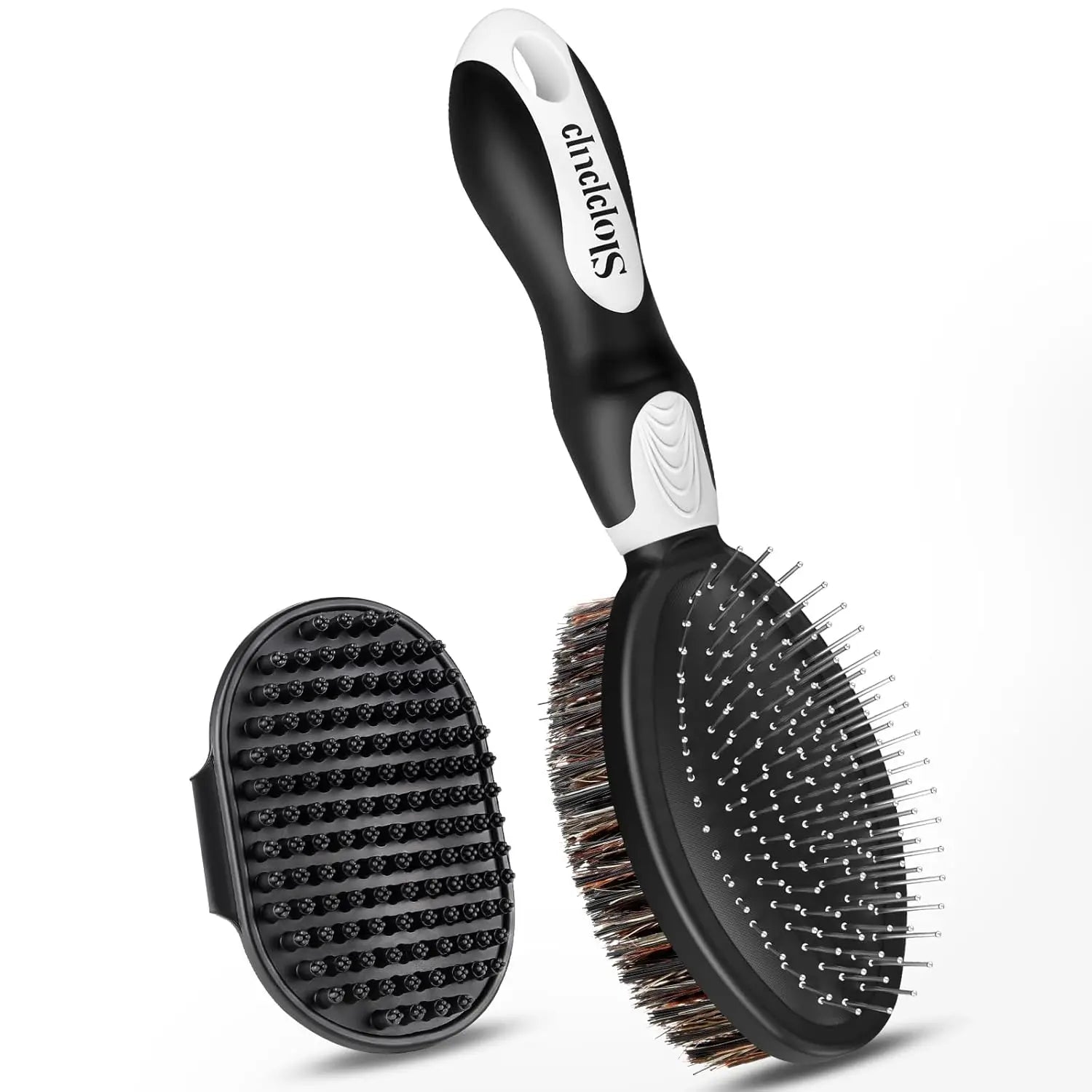 2PC Double-Sided Pet Grooming Brush & Bath Brush Set