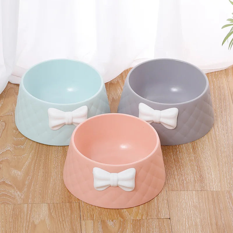 Lovely Bowknot Diamond Pattern Pet Bowl