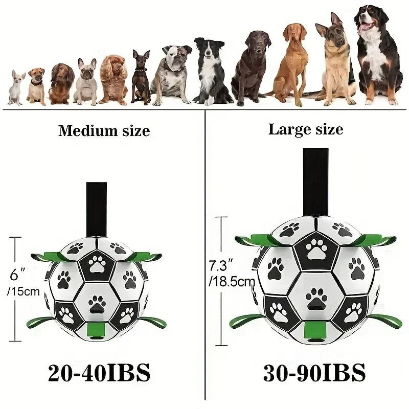 Durable Soccer Ball Dog Toy w/Straps