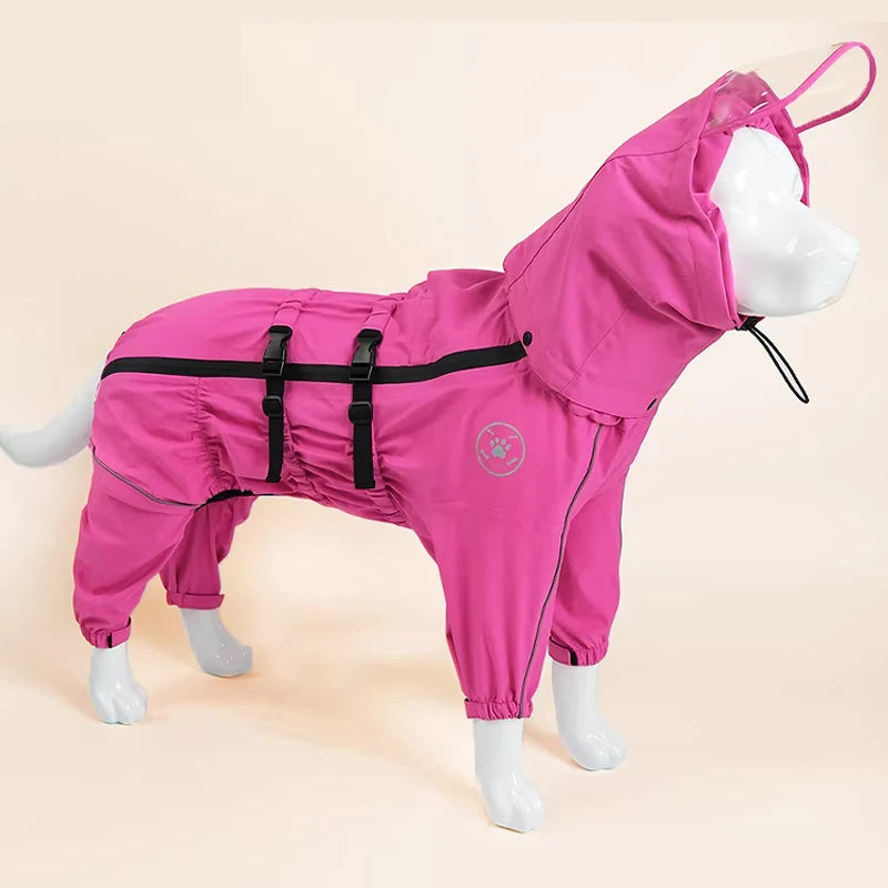 Adjustable Waterproof Dog Jump Suit w/Detachable Hood