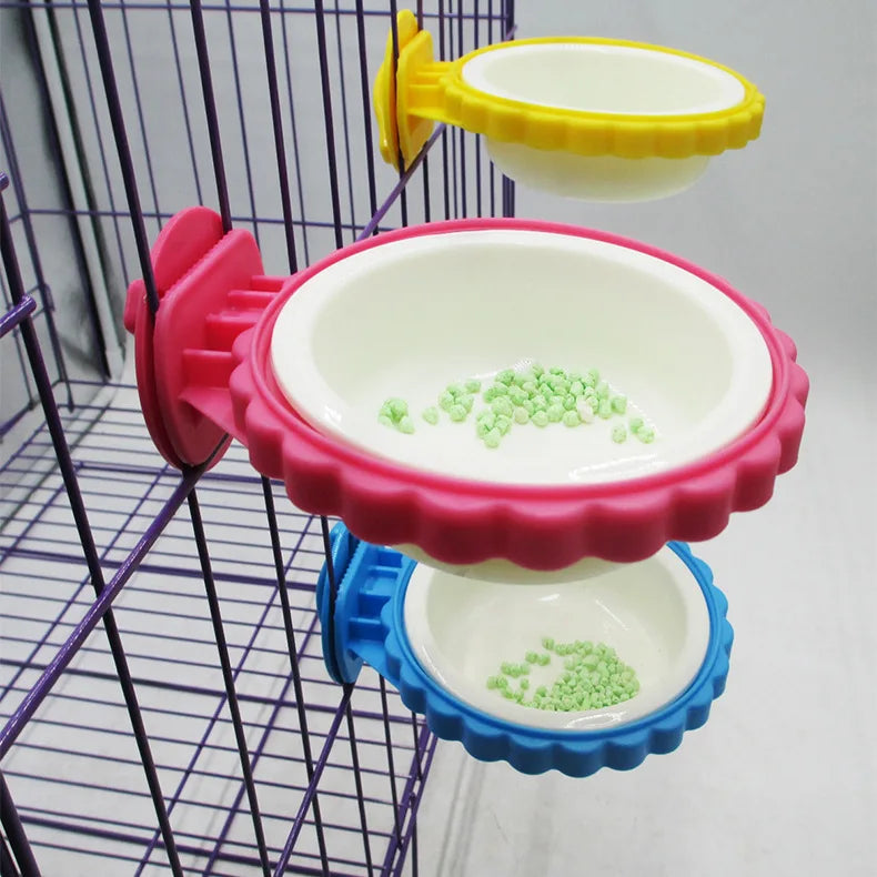 Single/Double Fixed Cage Pet Hanging Bowls