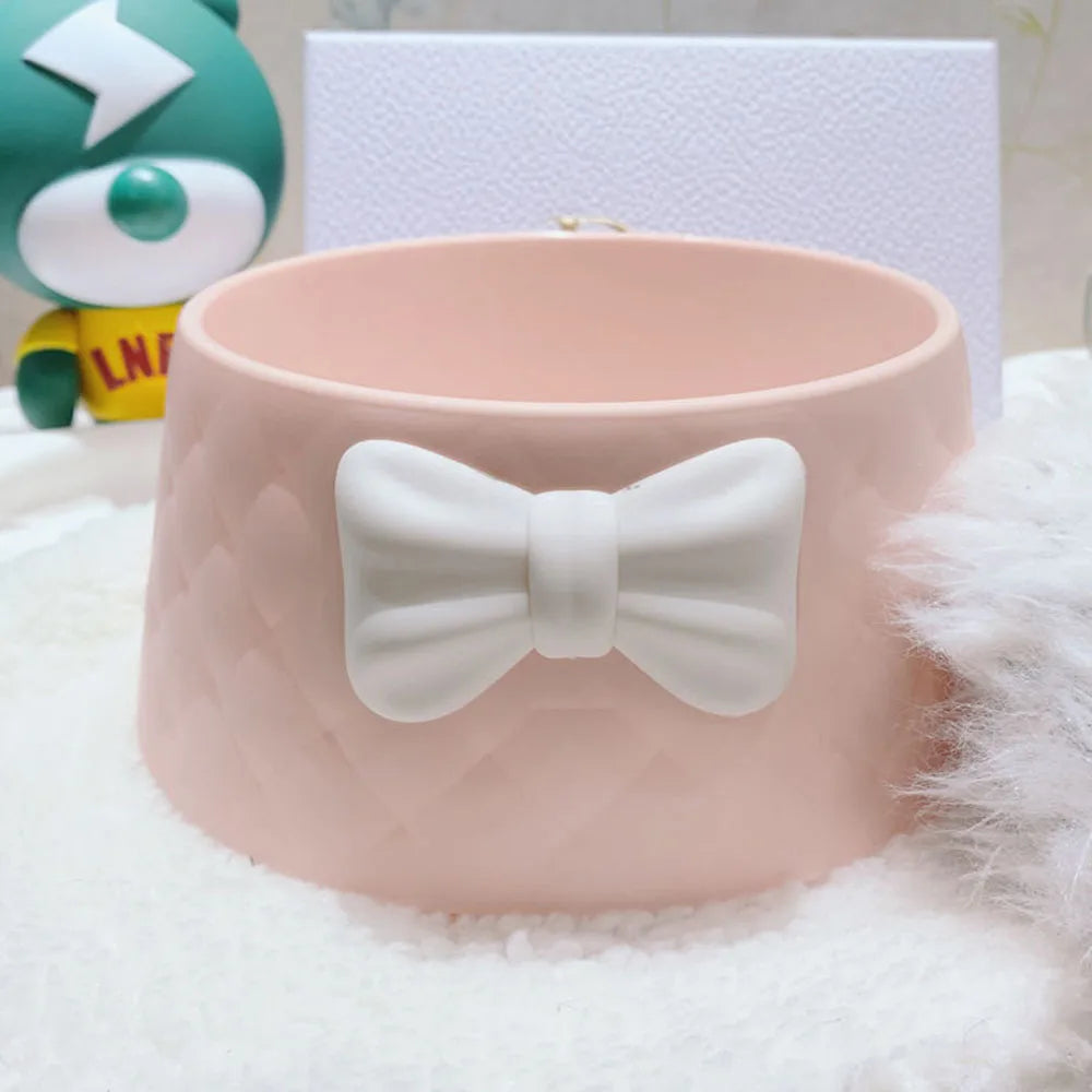 Lovely Bowknot Diamond Pattern Pet Bowl
