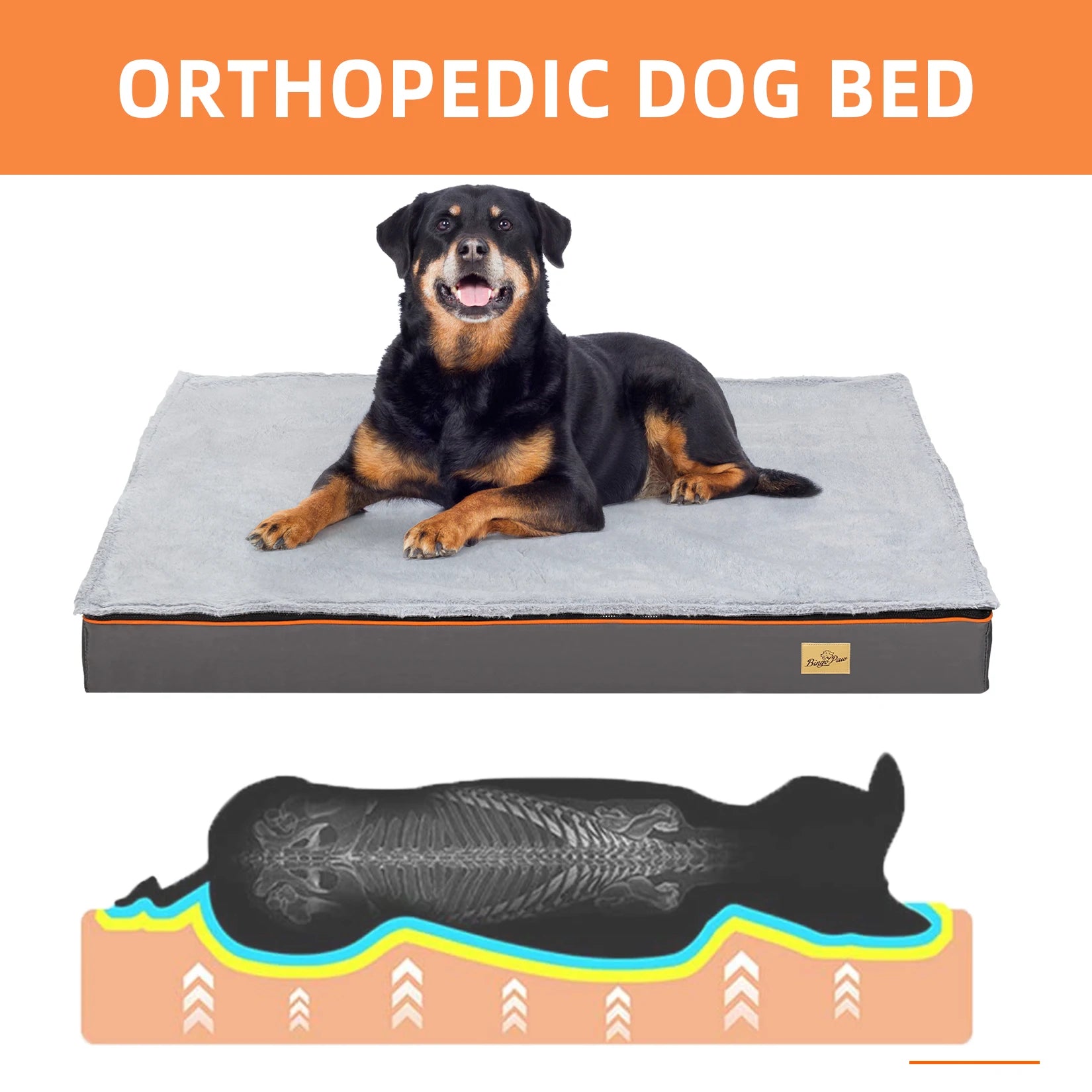 Large Padded Orthopedic Dog Foam Cushion Bed w/Washable Cover
