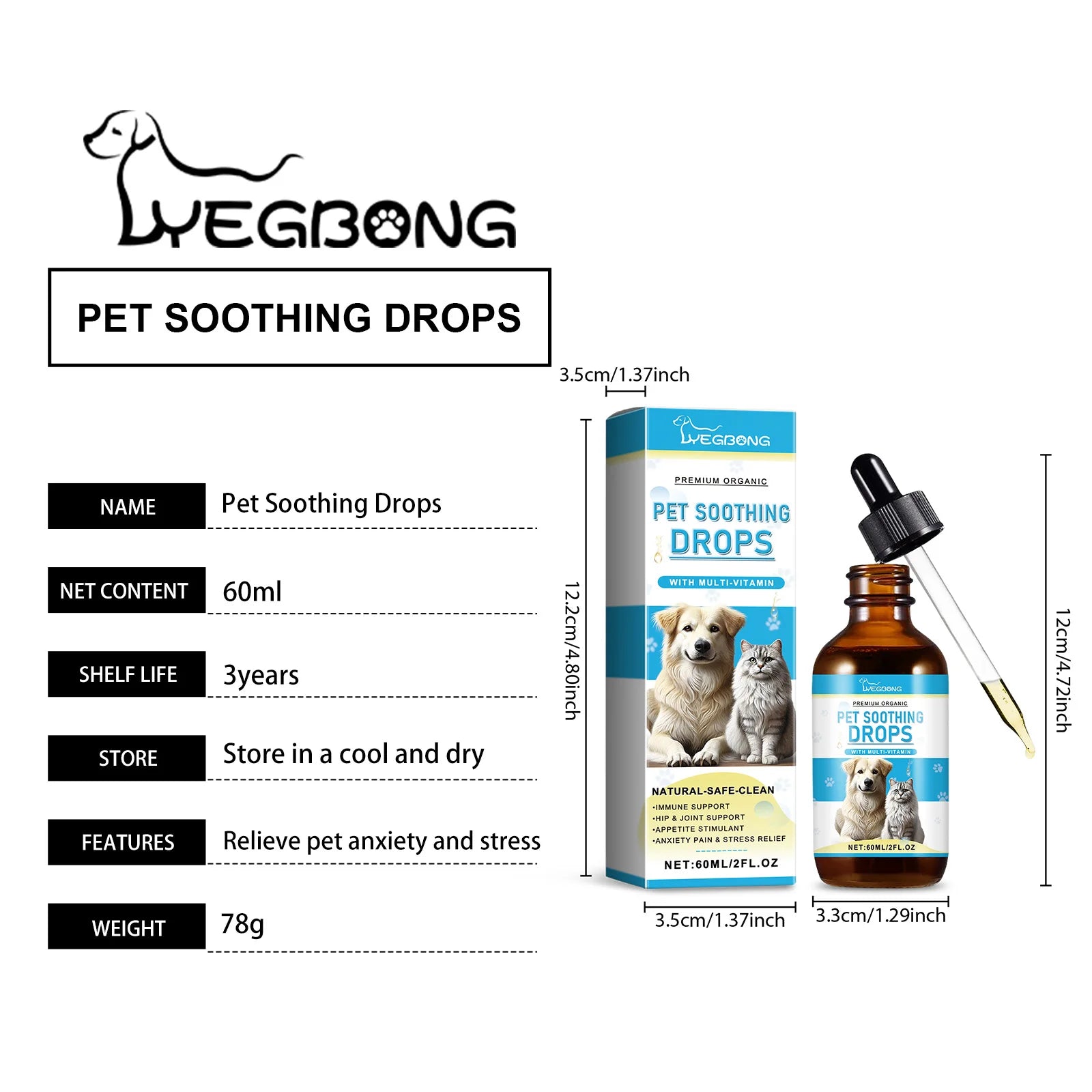 Premium Organic Pet Stress Relief Drops