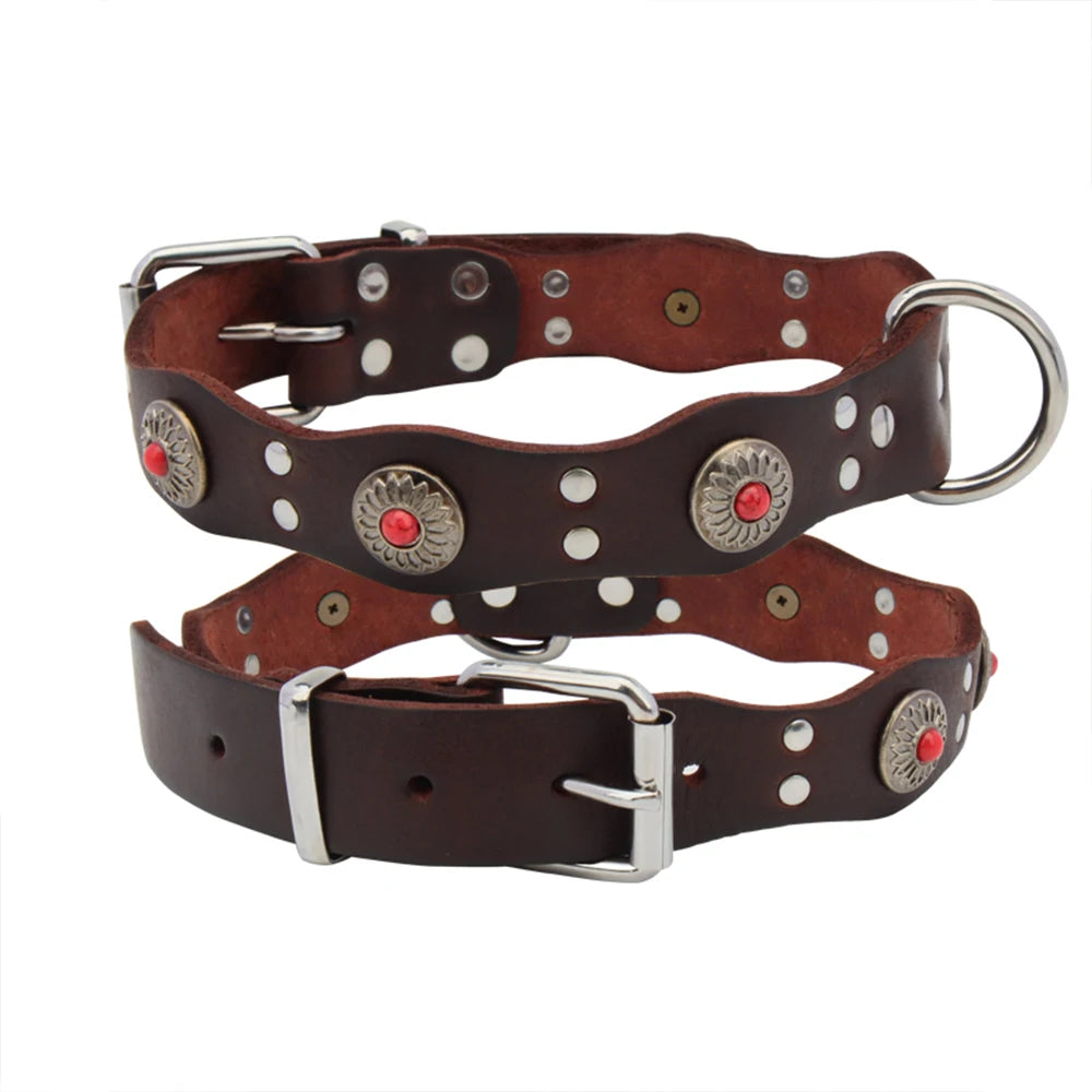 Retro Genuine Leather Dog Collar