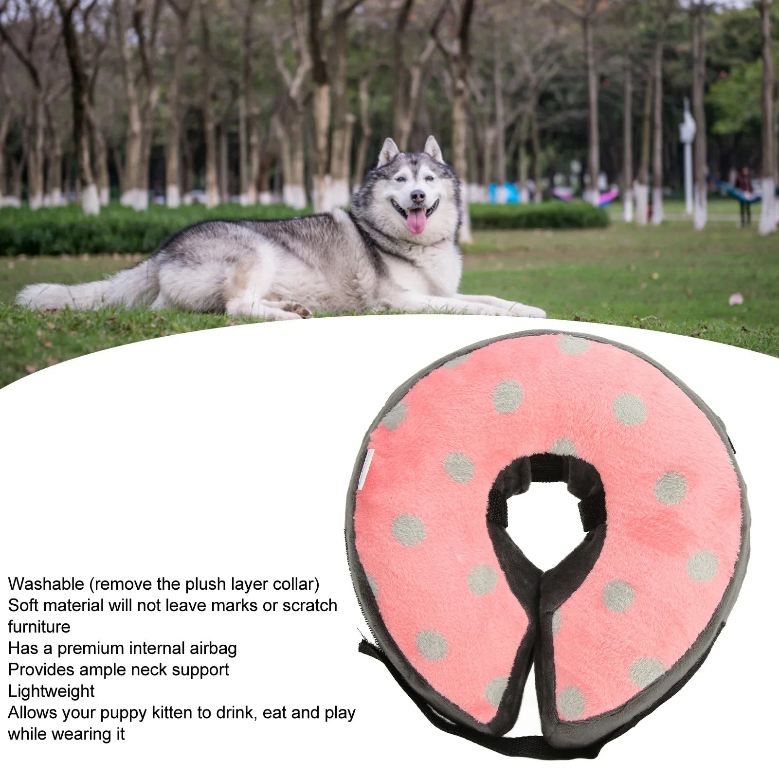 Plush Protective Inflatable Pet Recovery Collar