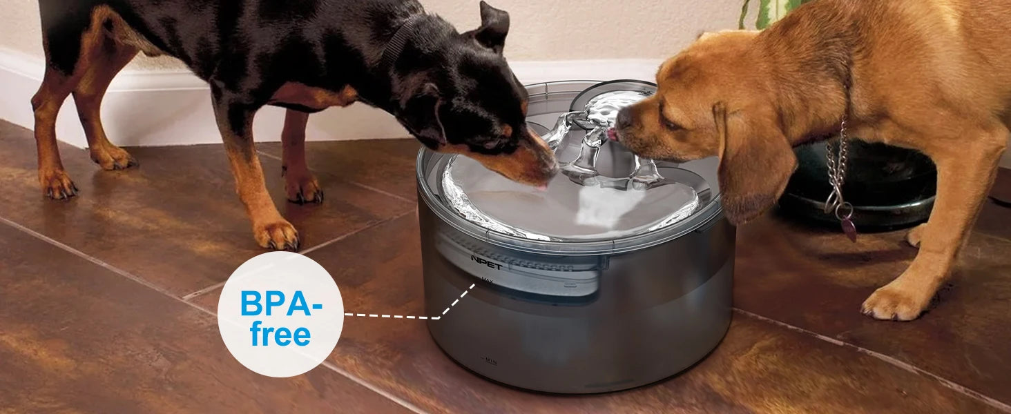 NPET Large Pet Water Fountain w/Splash Guard