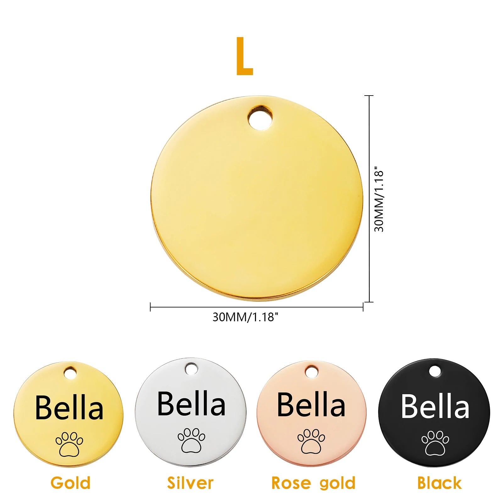 Multi-Shaped Custom Engraved Stainless Steel Pet ID Tag