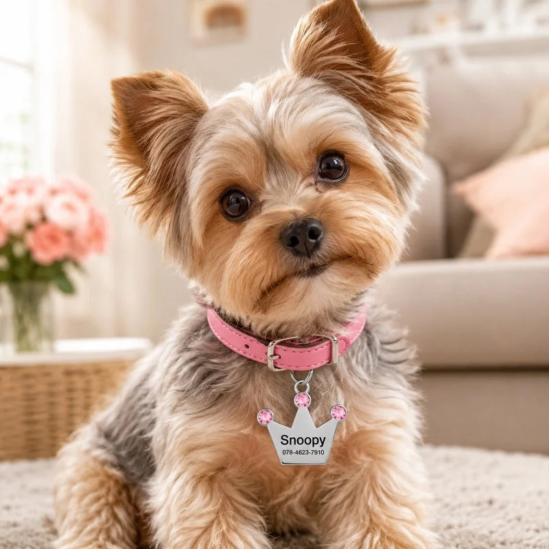 Personalized Crown Pet Collar ID Tag