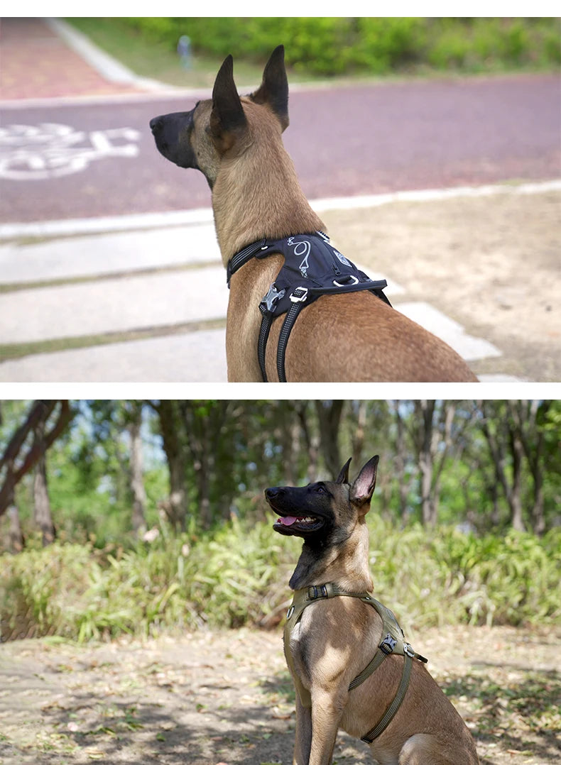 Escape-Proof Tactical Dog Vest Harness w/Zippered Pocket