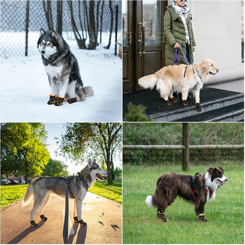 Premium High-Cut Reflective Waterproof Dog Paw Protector Boots