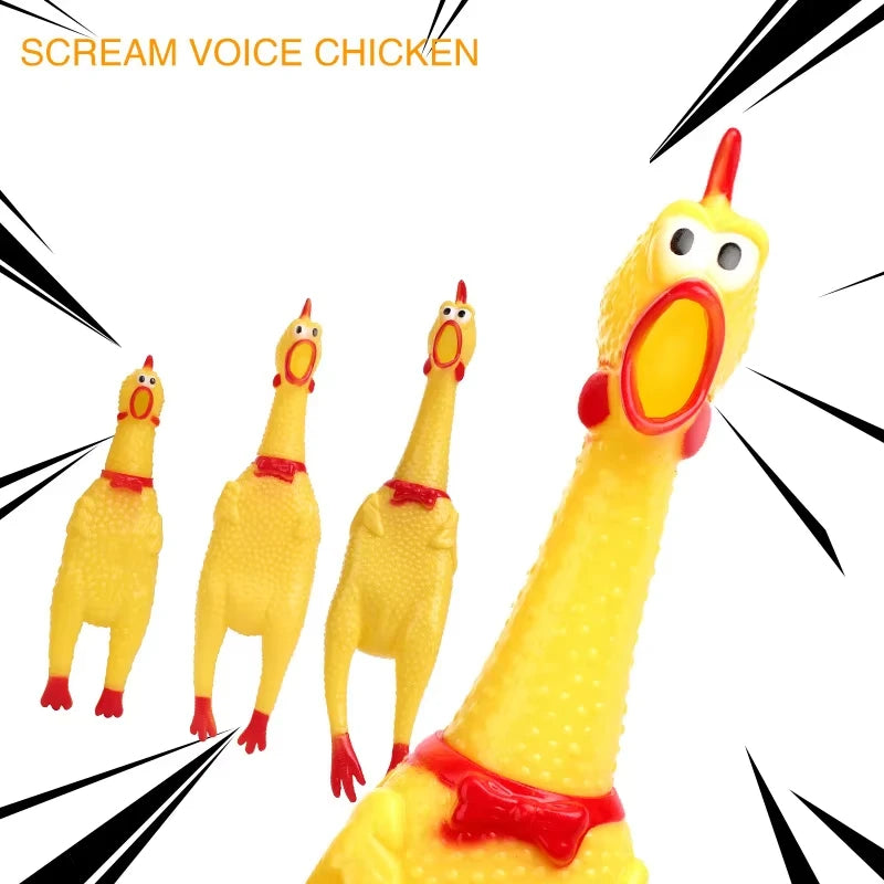 Funny Yellow Screaming Rubber Chicken Dog Chew Toy