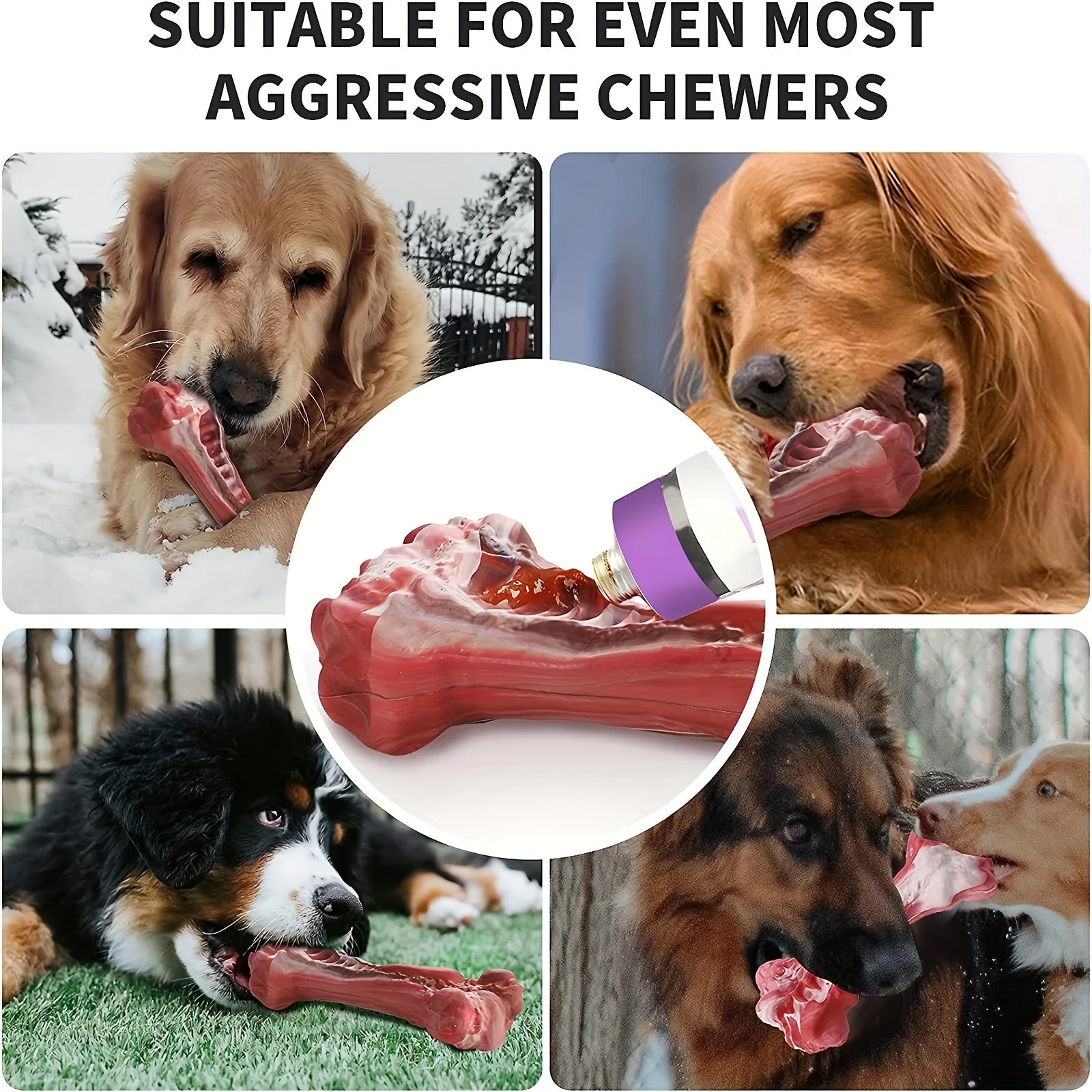 Bone-Shaped Indestructible Rubber Dog Chew Toy