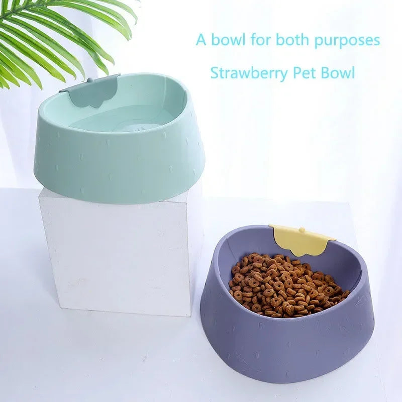 Beautiful Strawberry Pattern Anti-Tumble Pet Bowl
