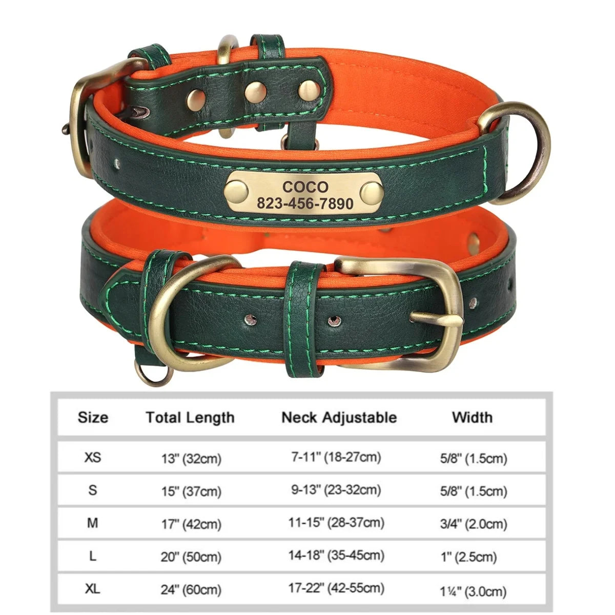 Soft Padded Leather Custom ID Dog Collar