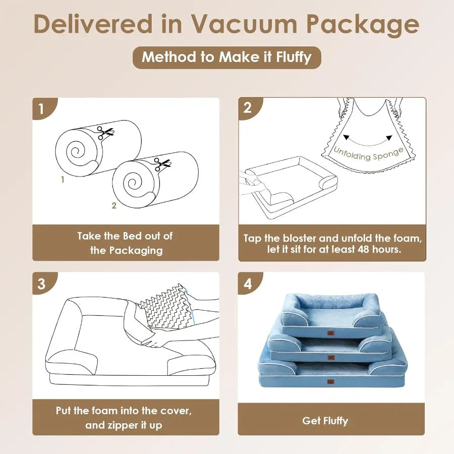 Orthopedic Pet Bed w/Waterproof Memory Foam & Supportive Egg-Crate Design
