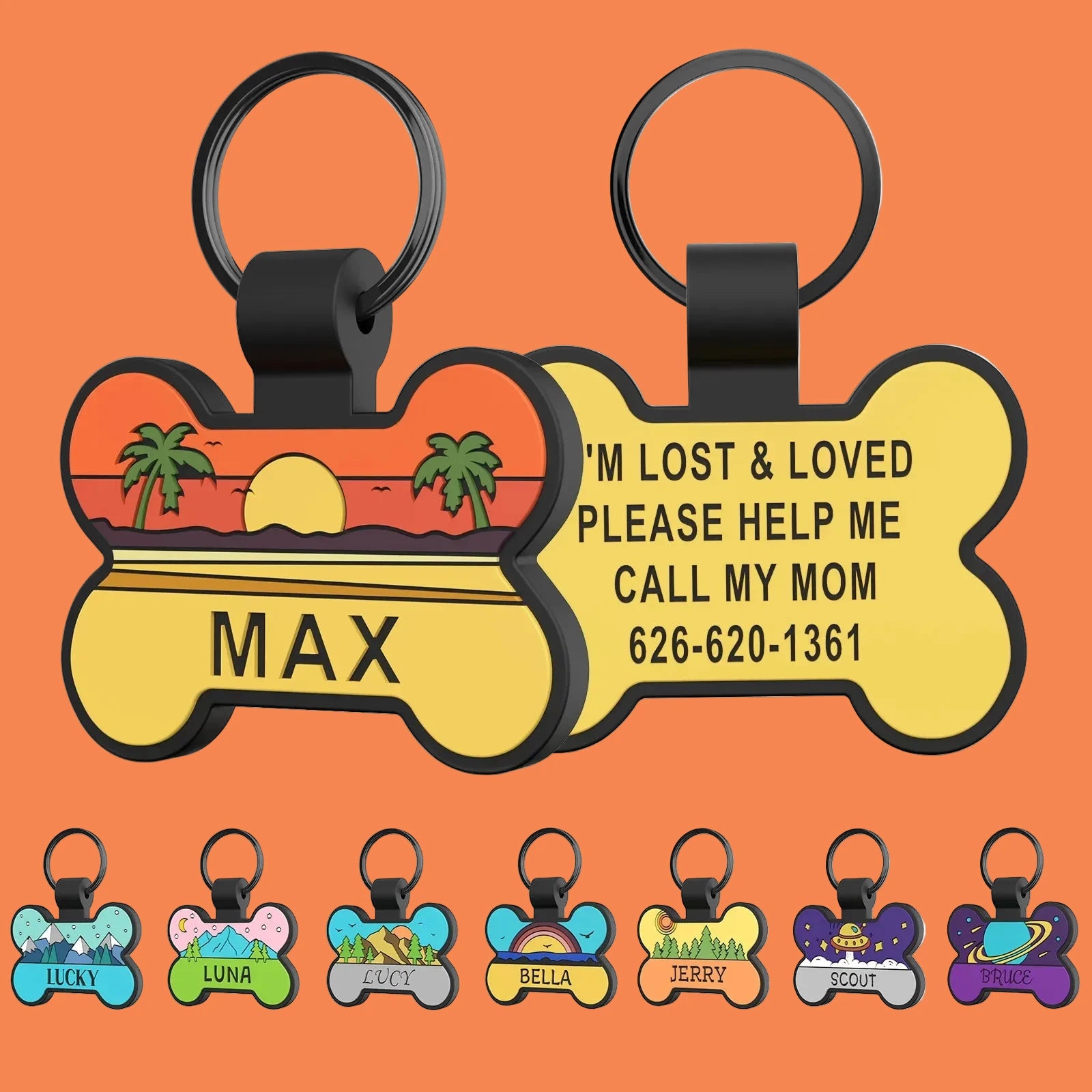 Custom Personalized Double-Sided Bone-Shaped Silicone Dog Tag
