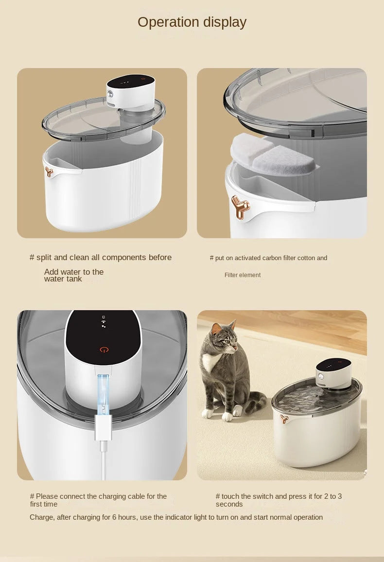 USB Wireless Rechargeable 2.5L Automatic Pet Water Fountain