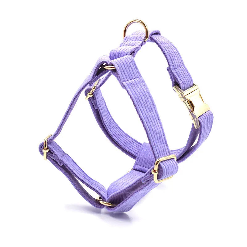 Fashion Corduroy Dog Harness w/Gold Metal Buckle