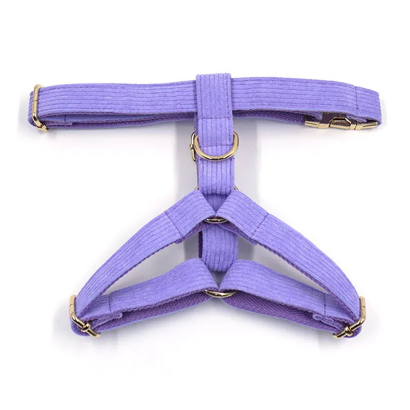 Fashion Corduroy Dog Harness w/Gold Metal Buckle