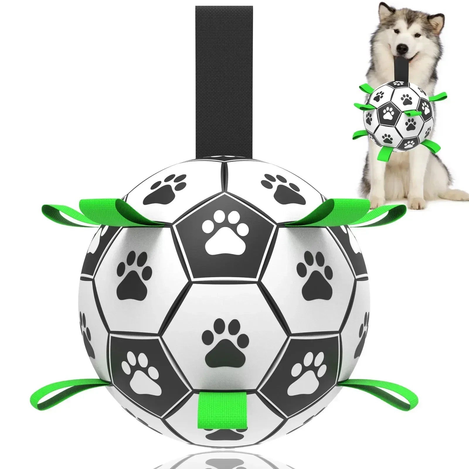 Durable Soccer Ball Dog Toy w/Straps