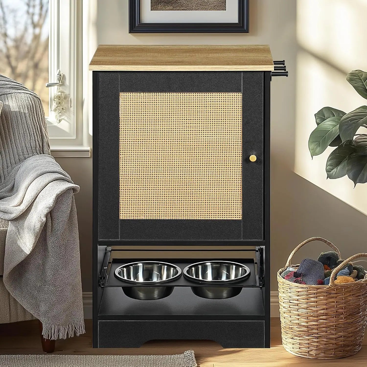 Pet Feeder Station w/Storage Cabinet