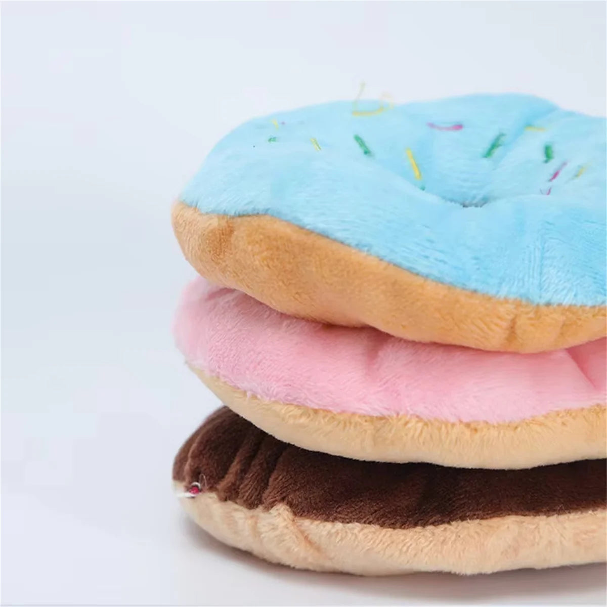 Soft Plush Donut Squeaky Dog Toy