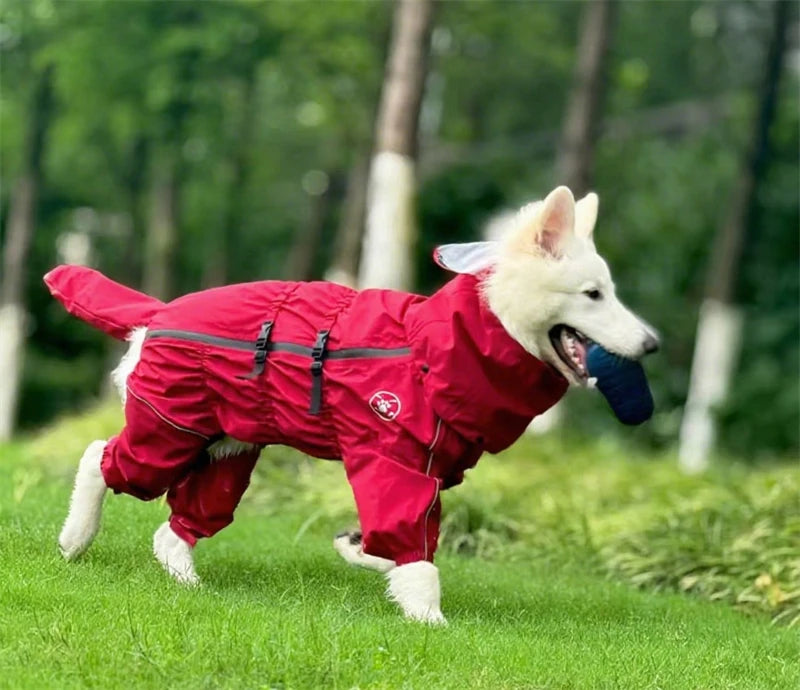 Adjustable Waterproof Dog Jump Suit w/Detachable Hood