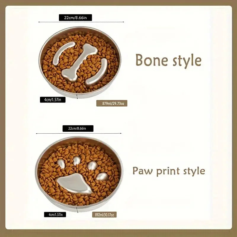 Premium Stainless Steel Choke Prevention Slow Food Pet Bowl