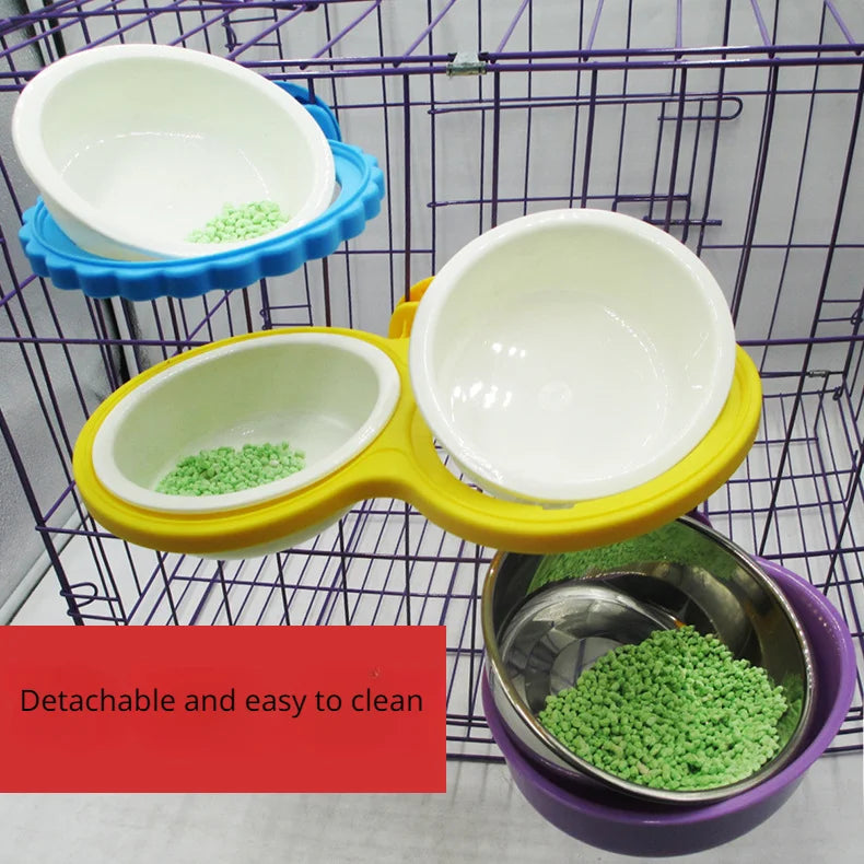 Single/Double Fixed Cage Pet Hanging Bowls