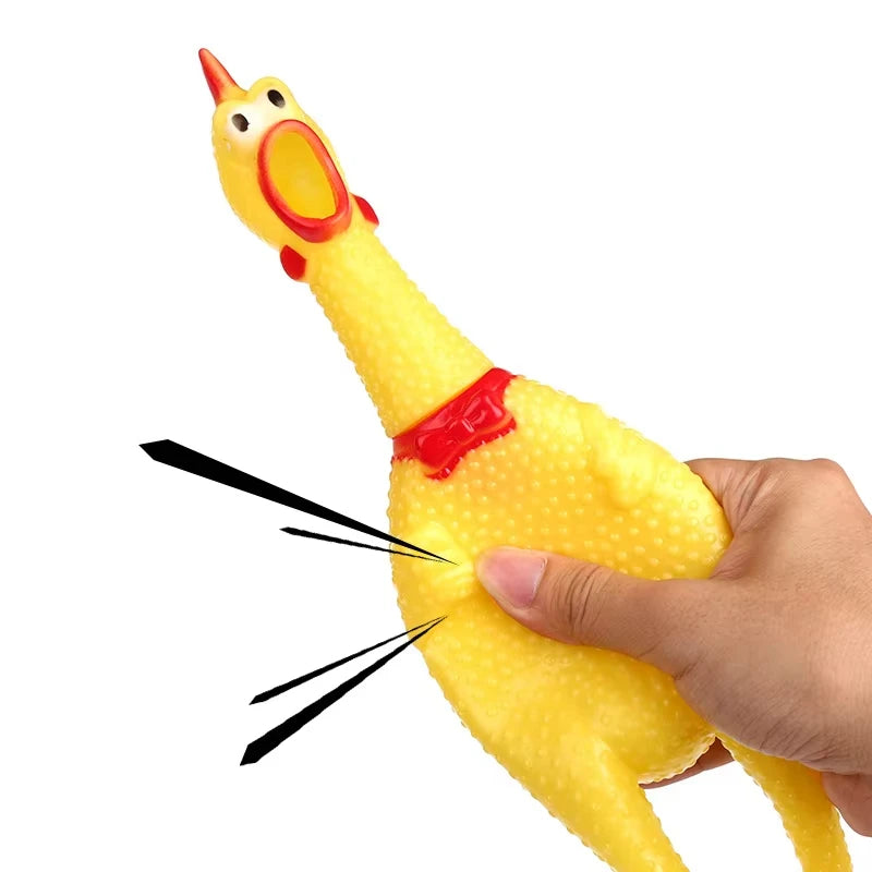 Funny Yellow Screaming Rubber Chicken Dog Chew Toy