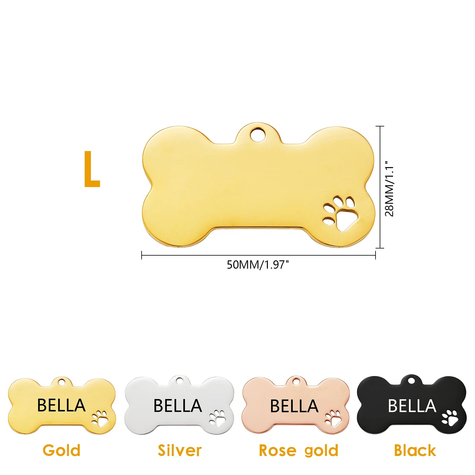 Multi-Shaped Custom Engraved Stainless Steel Pet ID Tag