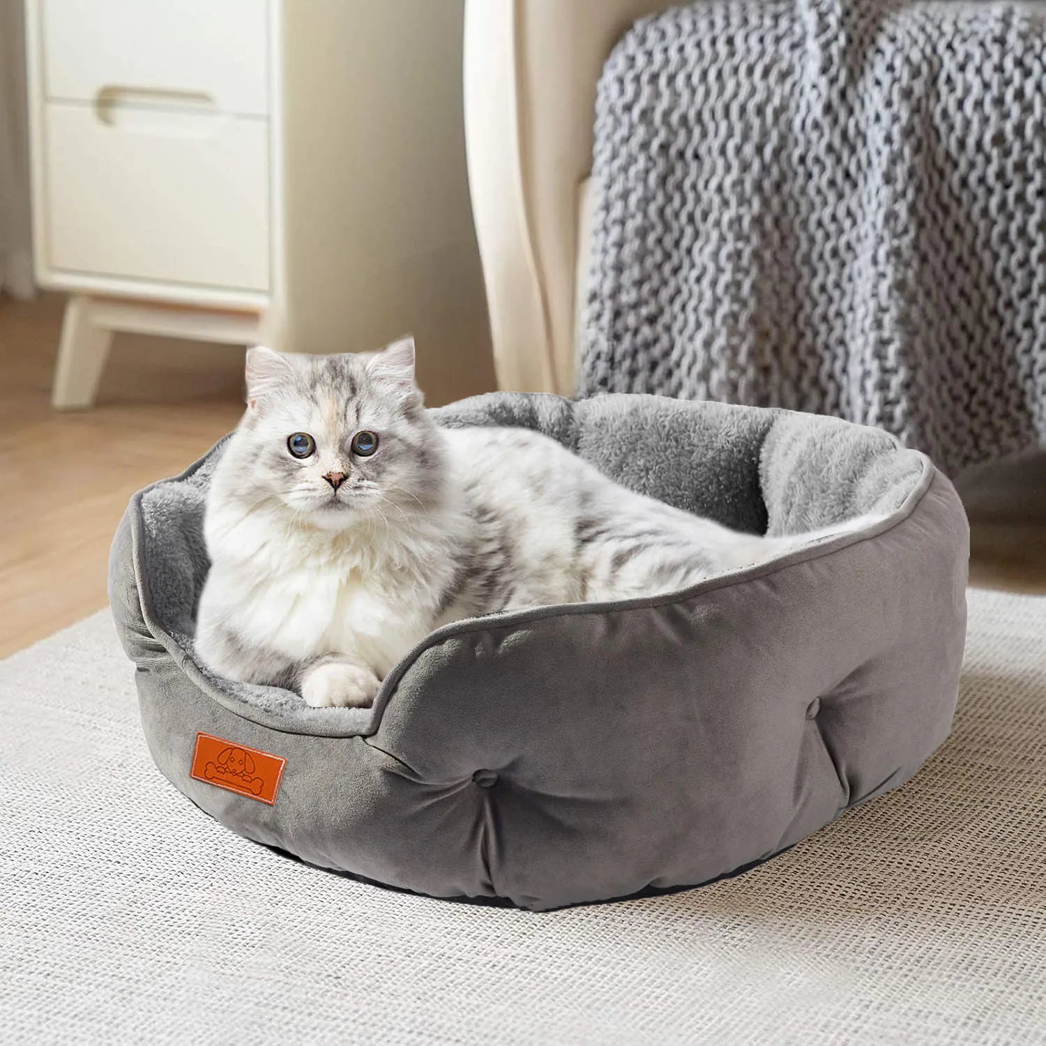 Soft Velvet Water-Resistant Pet Bed