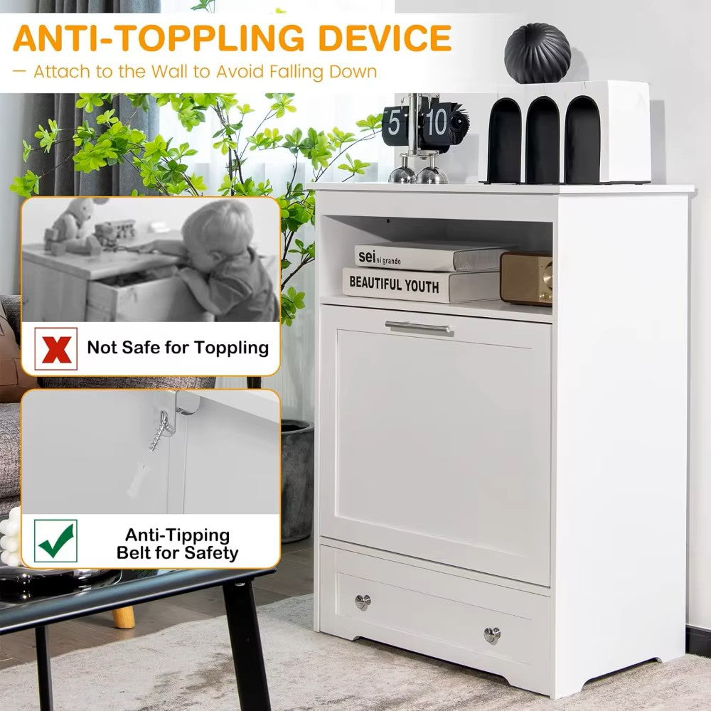 Pet Feeder Station w/Double Pull Out Stainless Steel Pet Bowls