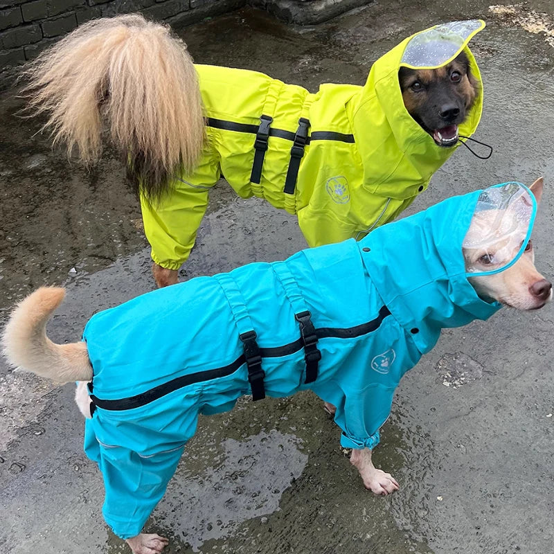 Adjustable Waterproof Dog Jump Suit w/Detachable Hood