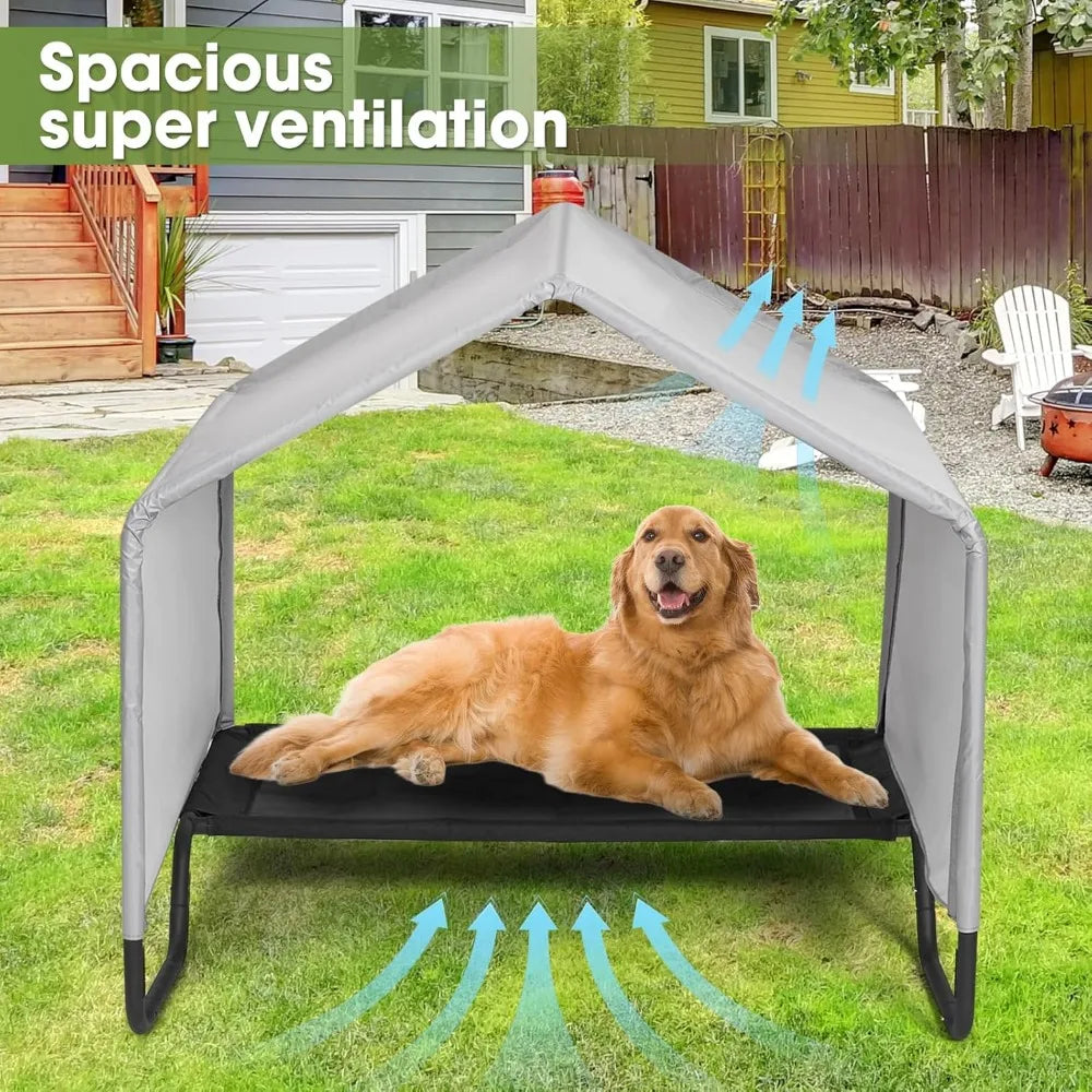 Modern Waterproof Elevated Outdoor Dog Bed w/Canopy