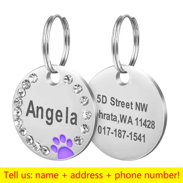 Engraved Stainless Steel Pet Pendant ID Tag
