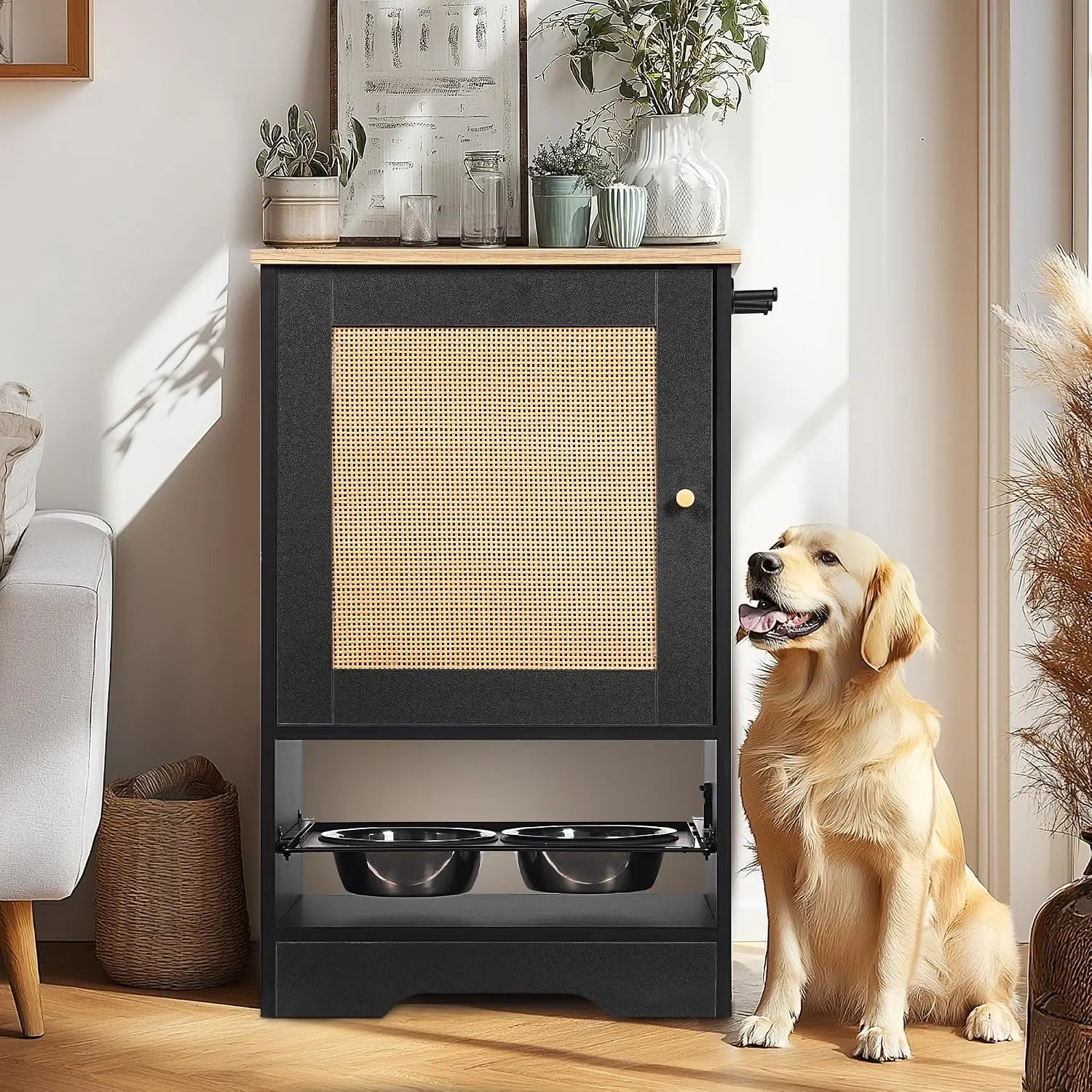 Pet Feeder Station w/Storage Cabinet