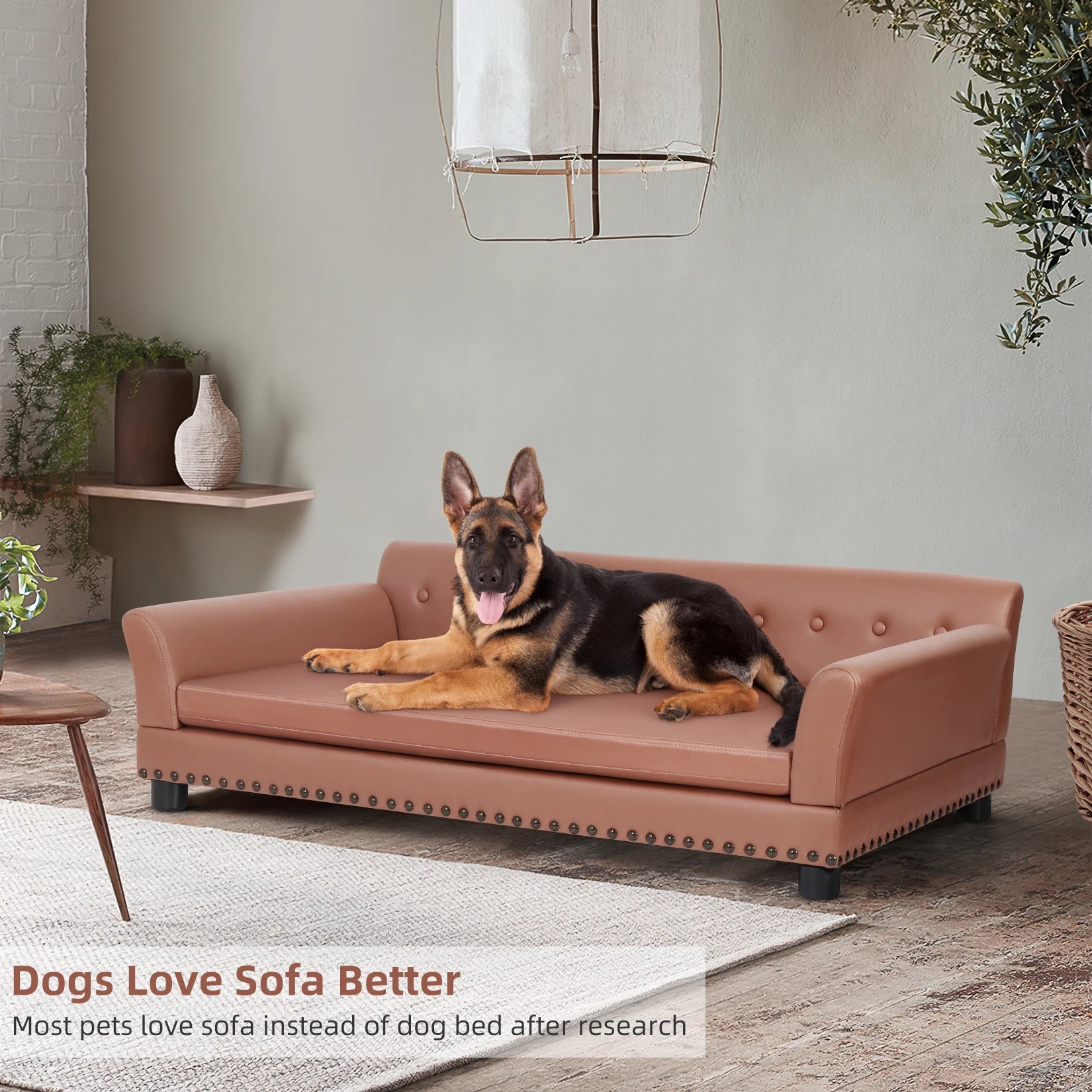 Waterproof Pet Lounge Sofa w/Removable Cushion