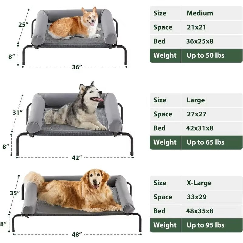 Cooling Elevated Dog Bed w/Pillows