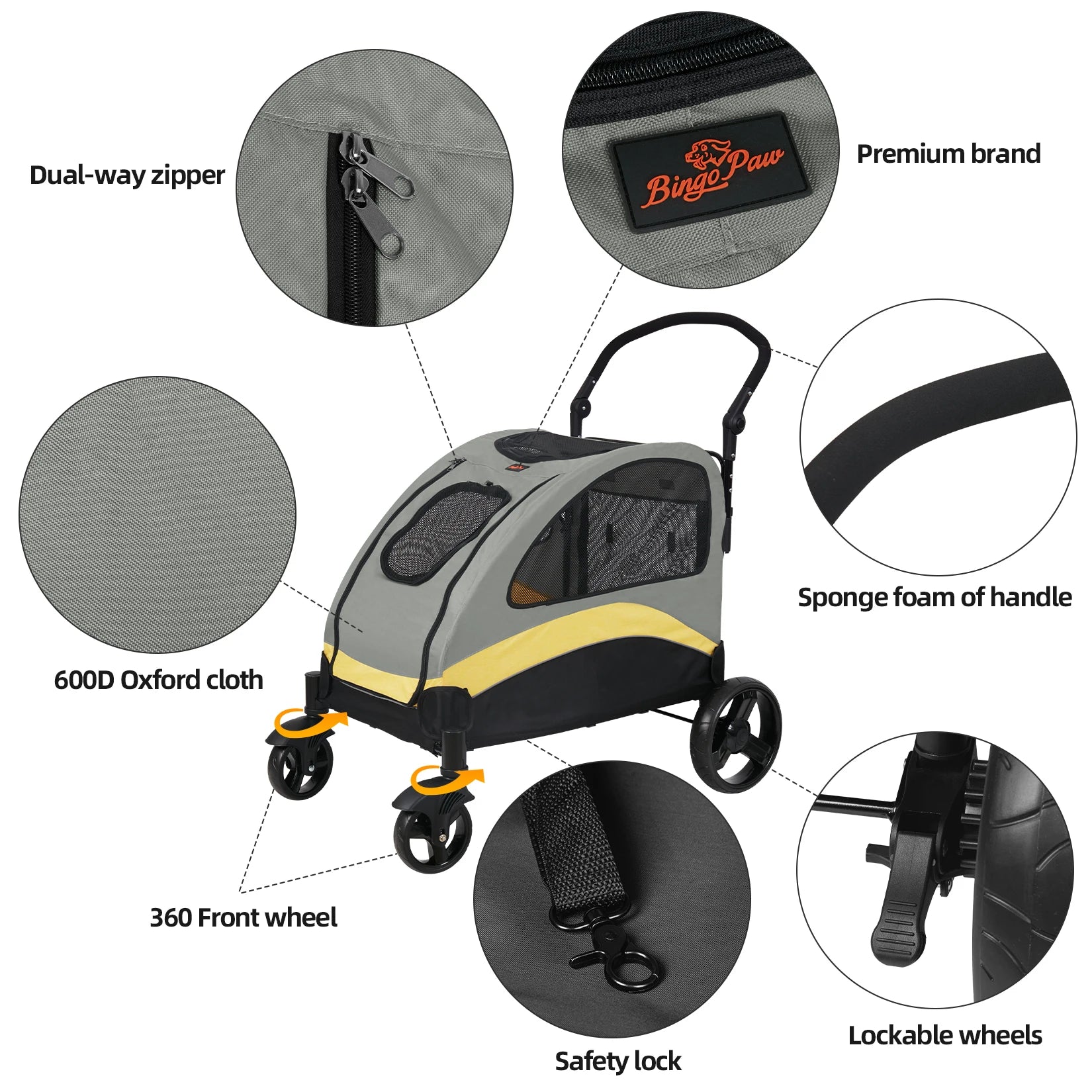 Portable Large Dog Travel Carriage Stroller