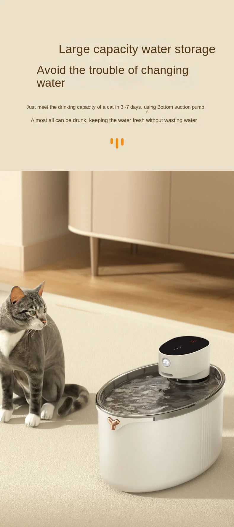 USB Wireless Rechargeable 2.5L Automatic Pet Water Fountain